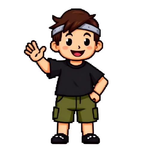 Pixel character waving